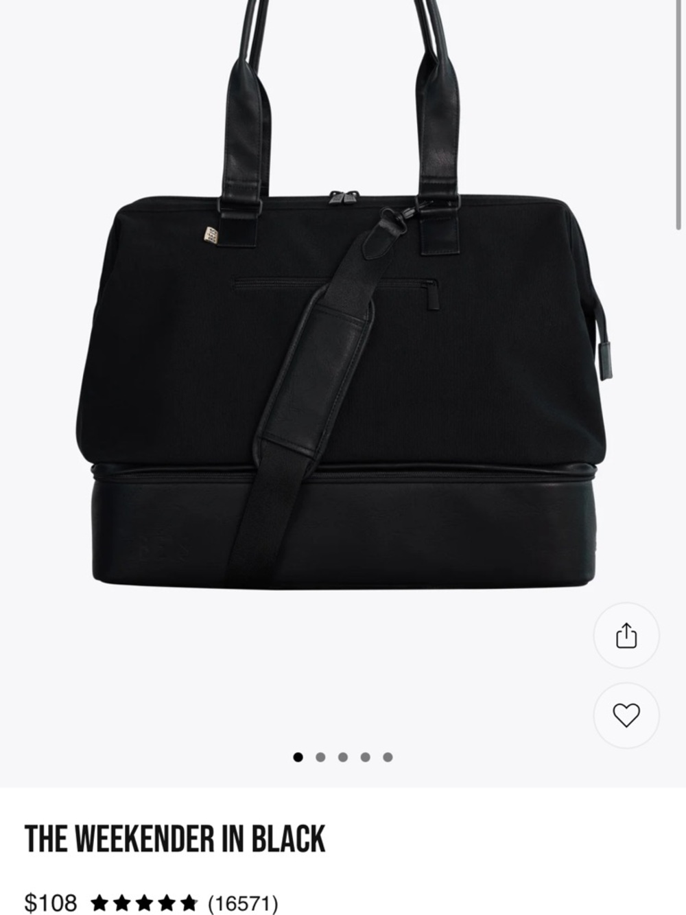 Beis Weekender Bag in Black - Picture 8 of 9